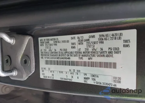 2014 Ford Escape Se z USA, uszkodzony, nr VIN 1FMCU0GX9EUA05049